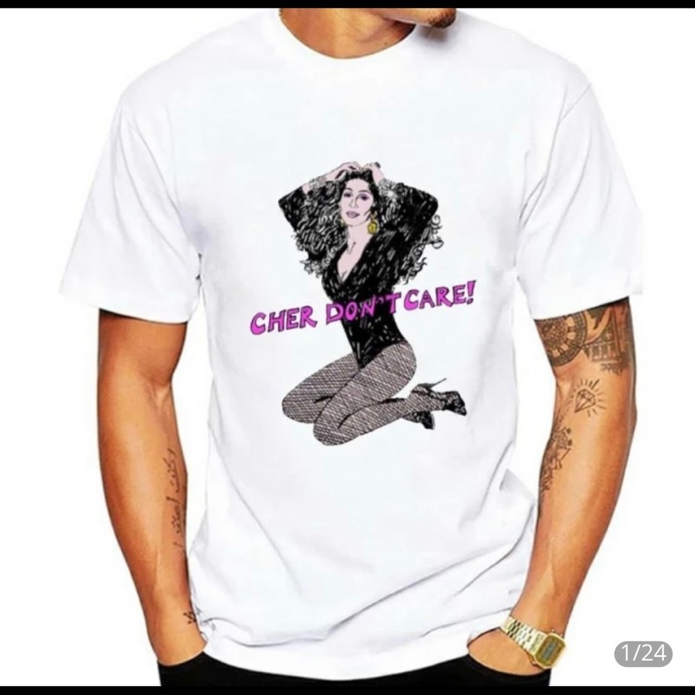 Gildan Cher concert shirt don’t care t shirt by sina sparrow